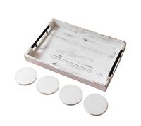 NonMiFyR Bandeja de Madera para Servir Comida. Plato Versátil de Estilo Rústico para La Cena, La Mesa de Centro, El Almuerzo, El Patio Y, Negro, Individual