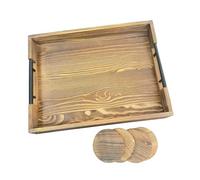 NonMiFyR Bandeja de Madera para Servir Comida. Plato Versátil de Estilo Rústico para La Cena, La Mesa de Centro, El Almuerzo, El Patio Y, Madera, Individual