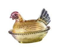 NonMiFyR Bol de Frutas con Forma de, Bombonera con Tapa de Cristal, Pie para Aperitivos, Tarro Decorativo para Dulces, Estructura Gruesa, Cabeza Morada, Individual