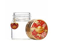NonMiFyR Botella de Almacenamiento con Ornamento Chino Organizador para Charms y Joyas Recipiente Elegante de Vidrio Transparente Tapa Hermética Protección, 20 Ml, Ganar Dinero Diariamente