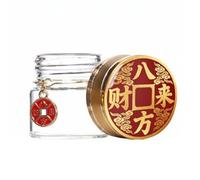 NonMiFyR Botella de Almacenamiento con Ornamento Chino Organizador para Charms y Joyas Recipiente Elegante de Vidrio Transparente Tapa Hermética Protección, 10 Ml, Ocho Direcciones De Riqueza