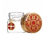 NonMiFyR Botella de Almacenamiento con Ornamento Chino Organizador para Charms y Joyas Recipiente Elegante de Vidrio Transparente Tapa Hermética Protección, 20 Ml, Atraer Riqueza Y Tesoros