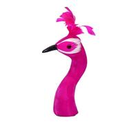 NonMiFyR Cabeza de Estatua Artesanal Ornamento de Animal para Adorno Floral Figura con Plumas Artificiales y Polietileno Adecuado para Bodas, Rosa Rojo 23 Cm, Individual