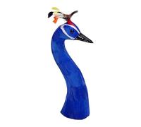 NonMiFyR Cabeza de Estatua Artesanal Ornamento de Animal para Adorno Floral Figura con Plumas Artificiales y Polietileno Adecuado para Bodas, Azul 35cm, Individual