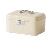 NonMiFyR Caja de Almacenamiento con Combinación Dígitos Organizador de Archivos Portátil de Pp Doble Bandeja Extraíble Resistente y Seguro, Blanco Crema