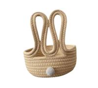 NonMiFyR Canasta de Almacenamiento Pequeña Organizador de Escritorio Tejida con Cuerda Portátil Decoración para Baño con Orejas de Conejo Función Suave, MarrÓn, Individual
