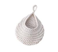 NonMiFyR Cesta Colgante de Pared con Forma de Gota, Maceta Colgante Decorativa, Macetero de Pared Tejido a Mano, Decoración de Pared Bohemia P, Blanco, 21cmx27cm