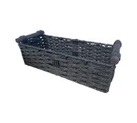 NonMiFyR Cesta de Almacenamiento, Cesta de Cuerda de Papel con Asa, Organizador de Armario, Cesta de Papel Higiénico para Chocolate, Artículos Varios, Café Y C, Negro, Individual