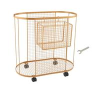 NonMiFyR Cesta de Almacenamiento con Ruedas, Ideal para Guardar Mancuernas, Pesas Rusas Y Bandas de Resistencia en Tu Gimnasio en Casa, Oro