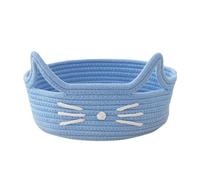 NonMiFyR Cesta de Cuerda de Algodón con Forma de Gato de Dibujos Animados, Cesta de Almacenamiento con Forma de, Adorno, Bonito Organizador de Juguetes, Azul