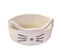 NonMiFyR Cesta de Cuerda de Algodón con Forma de Gato de Dibujos Animados, Cesta de Almacenamiento con Forma de, Adorno, Bonito Organizador de Juguetes, lechoso