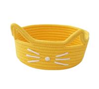 NonMiFyR Cesta de Cuerda de Algodón con Forma de Gato de Dibujos Animados, Cesta de Almacenamiento con Forma de, Adorno, Bonito Organizador de Juguetes, Amarillo