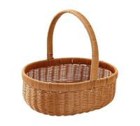 NonMiFyR Cesta Picnic Cesta para Recogida Flores Frutas Decorativa Tejida Manual con Asa Material PP Robusto Elegante Apta para Niñas Fiestas Exteriores, L, Individual