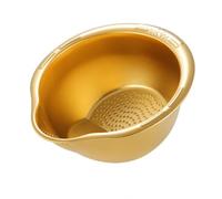 NonMiFyR Colador Cocina Multiusos Cuenco Limpiador Arroz Antióxido Cuenco Escurridor con Sección Perforada, Oro