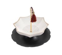 NonMiFyR de Cerámica Decorativo Colador Accesorio Filtro Funcional para Té Suelto con Cuerpo Pulido Adecuado para Relajantes y de, Juego De Filtro De Té Paraguas Giratorio Paraguas Blanco, Base Negra