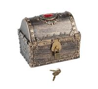 NonMiFyR del Tesoro Infantil Baúl Pirata Caja de Dinero Decorativa con Llave Diseño Antiguo Almacenamiento Creativo Material Adecuado para, Bronce