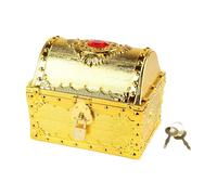 NonMiFyR del Tesoro Infantil Baúl Pirata Caja de Dinero Decorativa con Llave Diseño Antiguo Almacenamiento Creativo Material Adecuado para, Dorado