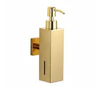 NonMiFyR Dispensador de Pared para Líquidos Dosificador Jabón Montado Bomba Manual en Acero Inoxidable Recargable Compacto Adecuado para Lavabos Cocinas Oficina Hogar, Oro Brillante