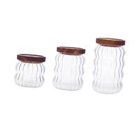 NonMiFyR Elegantes Recipientes de Vidrio con Tapas de Madera para Organizar La Cocina.