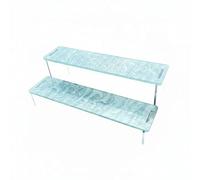 NonMiFyR Estante Acrílico para Figuras de Animación con Disposición Escalonada y Superficie Suave Adecuado para Decoración de Hogar Sala Rincones de Lectura, Verde Azulado, Ondulado Tres Capas