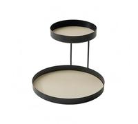 NonMiFyR Estante Expositor de Doble Capa Soporte Metálico para Perfumes Cosméticos y Objetos Pequeños con Bandeja Forrada Adaptado a Tocador Escritorio Baño, Blanco Lechoso, Ovalado De Doble Capa