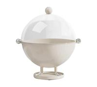 NonMiFyR Frutero con Tapa, Recipiente Decorativo Multifuncional Transparente con Pedestal, Cesta de Almacenamiento para Aperitivos, Centro de Mesa, Blanco, Individual