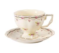 NonMiFyR Juego de Taza Y Platillo de Cerámica con Estampado Floral, Vajilla Práctica Y Portátil, Regalo Ideal para Familiares Y Amigos, Perfecto para La