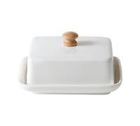 NonMiFyR Mantequera de Cerámica con Tapa Hermética, Resistente Soporte Rectangular para para Encimera O Barra de Cocina, Blanco, tal como se describe