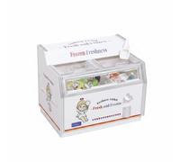 NonMiFyR Miniatura Vitrina Armario Frigorífico, Congelador Horizontal De Ángel con 30 Juguetes De Comida, Cubitos De Hielo Y Pala De Hielo Versión con Luz