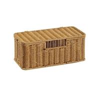 NonMiFyR Organizador de Cables Caja Decorativa de Rattan Tapa para Mesa Gestión de Cordones Organizador Compacto Adecuado para, Caja Organizadora De Cables con Tres Aberturas