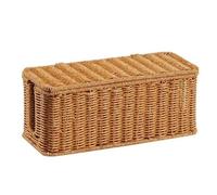 NonMiFyR Organizador de Cables Caja Decorativa de Rattan Tapa para Mesa Gestión de Cordones Organizador Compacto Adecuado para, Caja Organizadora De Cables con Dos Aberturas