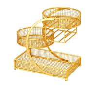 NonMiFyR Organizador de Maquillaje, Cesta de Metal para Frutas, Expositor de Cosméticos, Organizador de Perfumes Y Cuidado de La Piel para Dormitorio, Oficina, Oro, Individual