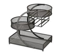 NonMiFyR Organizador de Maquillaje, Cesta de Metal para Frutas, Expositor de Cosméticos, Organizador de Perfumes Y Cuidado de La Piel para Dormitorio, Oficina, Negro, Individual