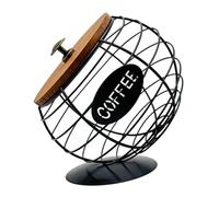 NonMiFyR Porta Cápsulas de Café Almacenamiento Grande Cesta Organizadora Diseño Alambre en Hierro Y Madera Adecuado para Cocina Hotel Cafetería Hogar, Negro 12cmx16.5cm, tal como se describe