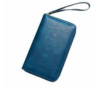NonMiFyR Porta de Viaje Organizador Clutch Electrónico con Tecnología de Bloqueo en PU para Protección de Información y Uso en Viajes Negocios Diario, Azul Pavo Real