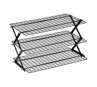 NonMiFyR Rejilla de Enfriamiento, Rejilla de Cocción, Rejilla Metálica Plegable, Expositor de, Tienda, Comedor, 3 Niveles, Individual