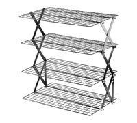 NonMiFyR Rejilla de Enfriamiento, Rejilla de Cocción, Rejilla Metálica Plegable, Expositor de, Tienda, Comedor, 4 Niveles, Individual