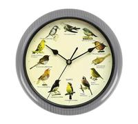 NonMiFyR Reloj de Pared con Melodía de Pájaro Silvestre Cantor, Decoración para Habitación, Funciona con Pilas, Gris 32cm, Individual