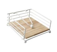 NonMiFyR Servilletero, Decoración de Mesa, Dispensador de Papel, Modelo Plano con Base de Madera Resistente Y Brazo de Hierro para Mesa de Centro, Hotel, Comed, Blanco, Individual