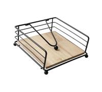 NonMiFyR Servilletero, Decoración de Mesa, Dispensador de Papel, Modelo Plano con Base de Madera Resistente Y Brazo de Hierro para Mesa de Centro, Hotel, Comed, Negro, Individual