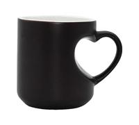 NonMiFyR Taza de Café Cerámica Divertida con Función Termocromática Patrón de Corazón Revelador Apta para Latte y Té Reutilizable Adecuada para Casa Hotel, Negro