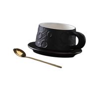 NonMiFyR Taza de con Platillo, Diseño Creativo para Uso en El Hogar, Negro, Individual