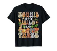 Nonnie of The Wild and Three 3er Cumpleaños Niño Safari Jungle Camiseta