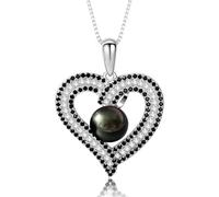 NONNYLLEI Aniversario Regalos de para mujer collar de corazón de perlas negras de Tahití regalos de cumpleaños Navidad joyería fina regalos para el día de la madre día de San Valentín para ella