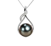 NONNYLLEI Regalos para mujeres, joyería fina, collar de perlas negras de Tahití, 9-10 mm, plata de ley, regalo para esposa, cumpleaños, aniversario, día de la madre, San Valentín, Navidad