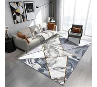 Nonslip Kids Playroom Carpet 140 x 200 cm Large Light Blue & White Outdoor Rug Modern Geometric Design Perfect for Living Room & Play Areas