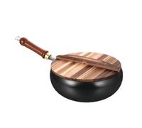 Nonstick Cookware's, Stir Fry Pan, Flat Bottom Scratch Resistant, Lid Equipped Cookware, No Coating Induction Compatible Pan for Stewing, Searing, Baking, Frying, Roasting, Sautéing, Asian Cooking