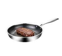 Nonstick Frying Skillet - Stainless Steel Round Induction Ready Cooking Pan Durable Design, Kitchen Cookware Pan, Lightweight Easy Clean Skillet | Home Apartment Farmhouse Camping Meat Fish Vegetables