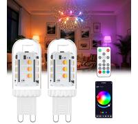 noobibaba Bombilla inteligente Bluetooth 3W con cambio de color, 100-240V, equivalente a lámparas halógenas 10W/25W, 16M colores, control app Bluetooth y mando a distancia, pack de 2 unidades
