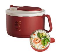 Noodle Container - 18.5x13x18cm 1650ml Stainless Steel Lunch Box Salad Bowl Folding Spoon Fork Set Leakproof Food Storage Anti Slip Base Anti Scald Handle | Large Capacity Meal Box For School Dorm Cam